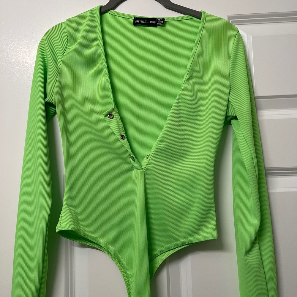Neon green high rise bodysuit